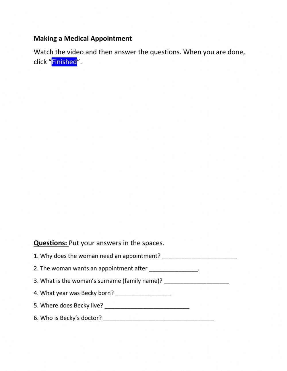 Making a Medical Appointment 2