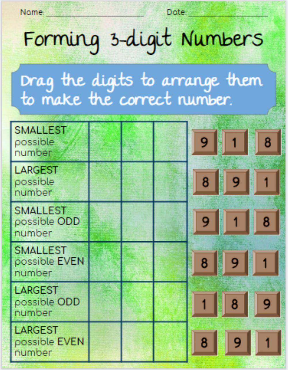 Form 3 digit Numbers
