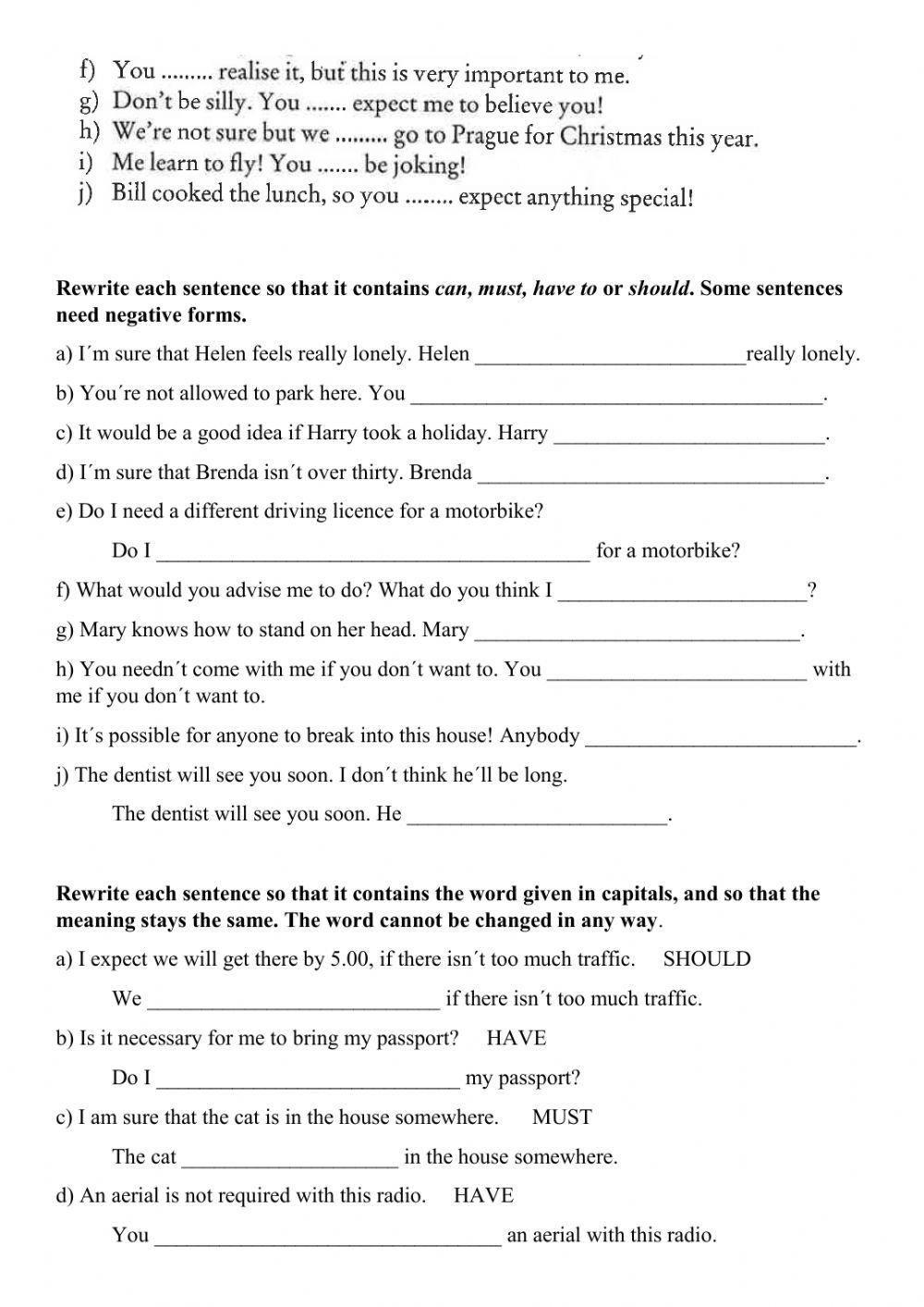 B2 Modal Verbs online exercise for | Live Worksheets
