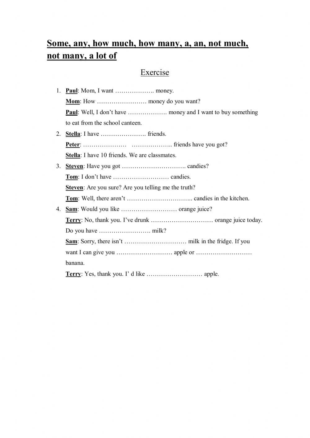 Countable - uncountable nouns