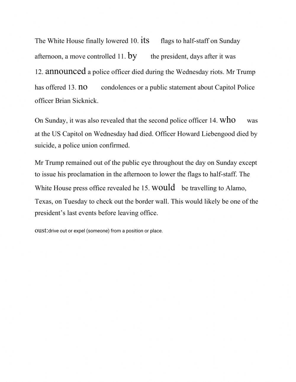 Reading. Multiple choice. Bachillerato year 2 Murcia