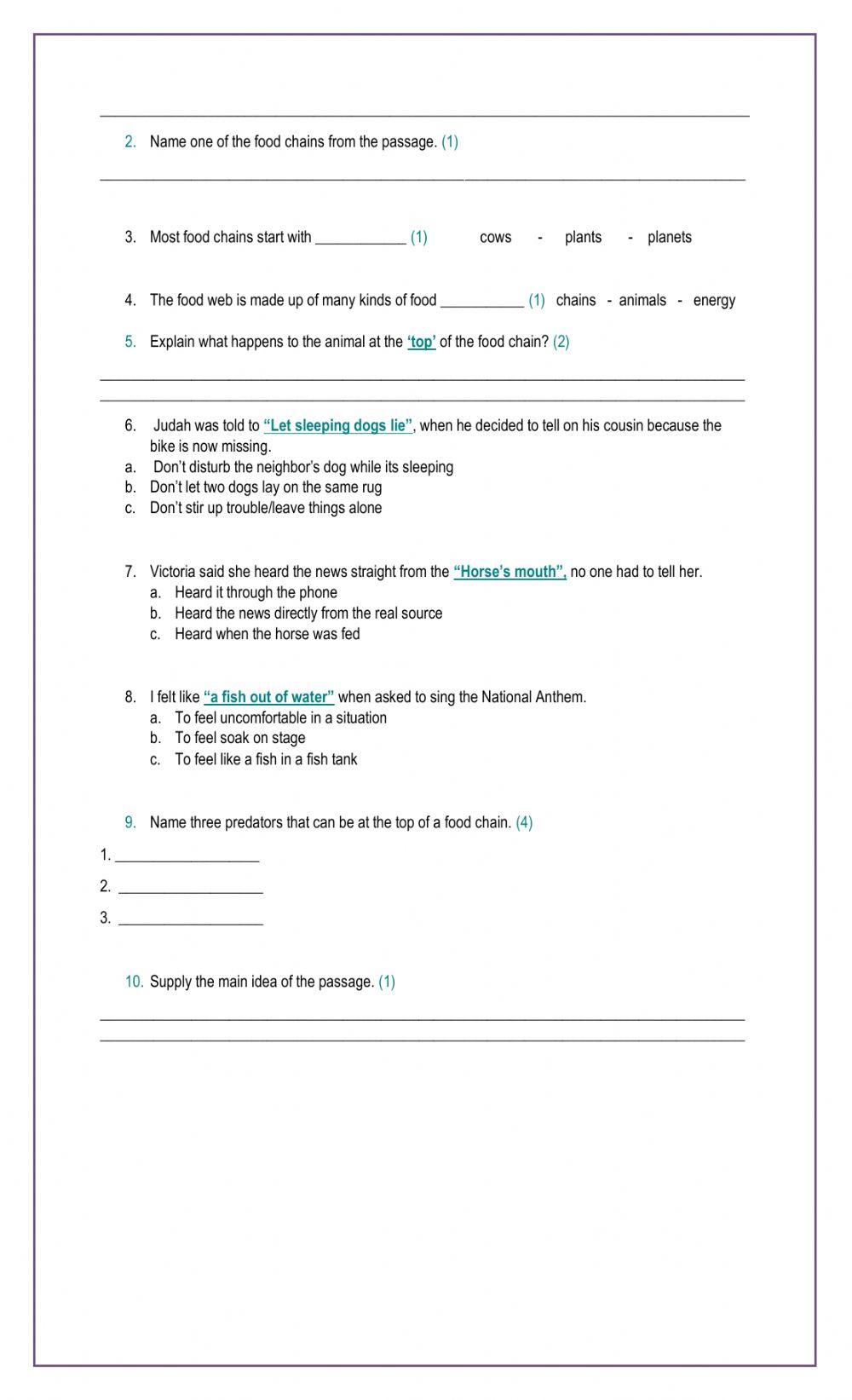 Main Idea grade 6 13 Jan 2021