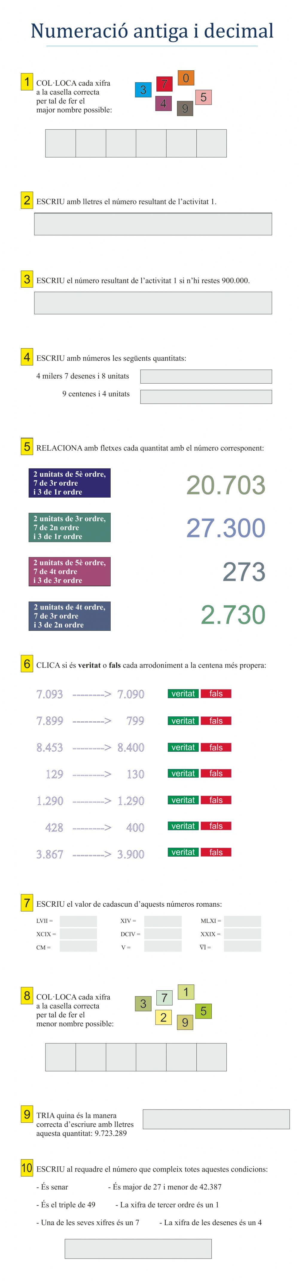 Númeració antiga i decimal