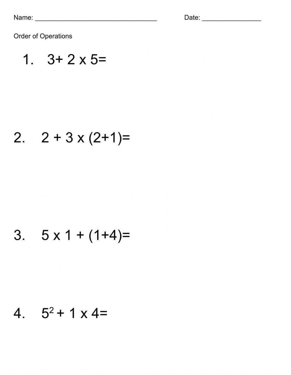 Order of Operations Order of Operations
