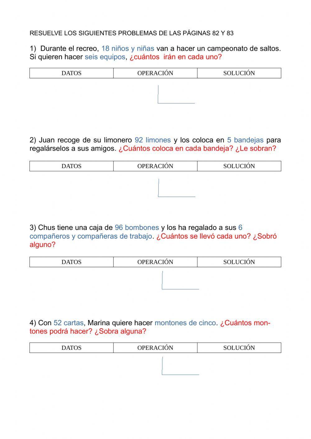 Problemas de dividir