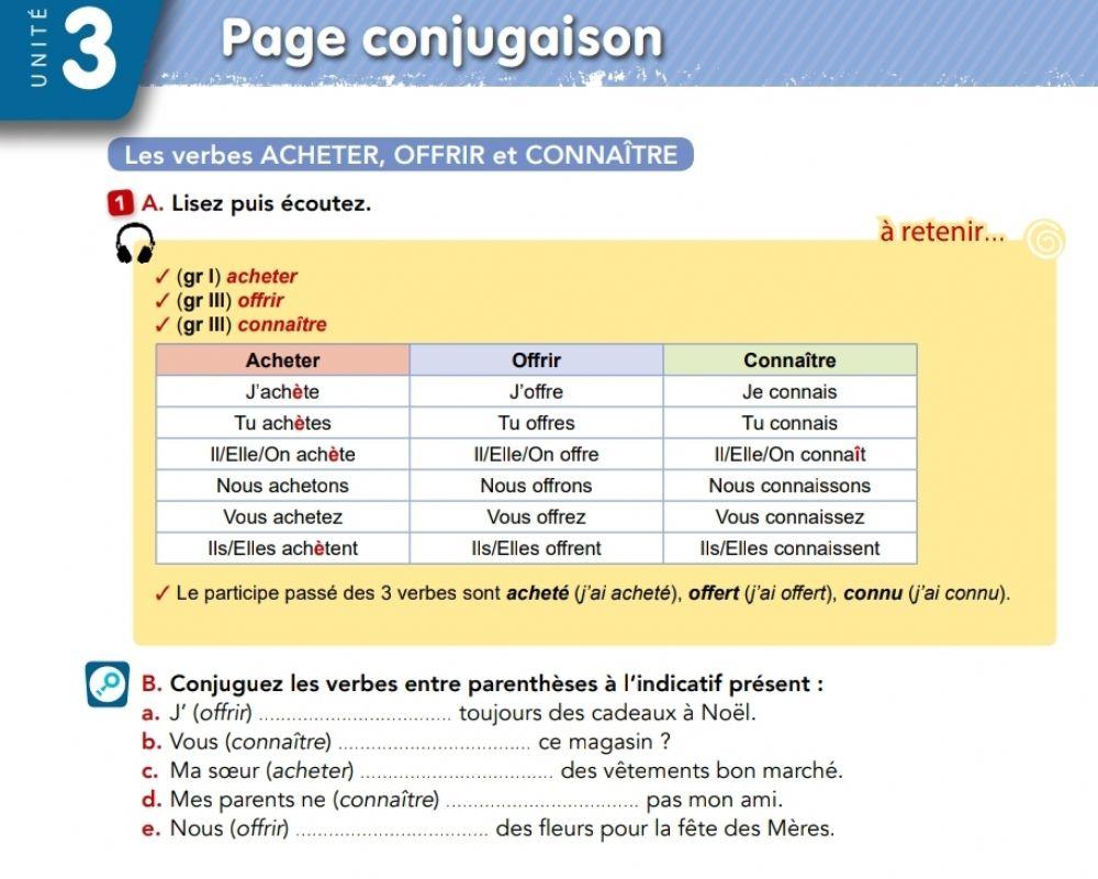Les verbes ACHETER, OFFRIR et CONNAÎTRE