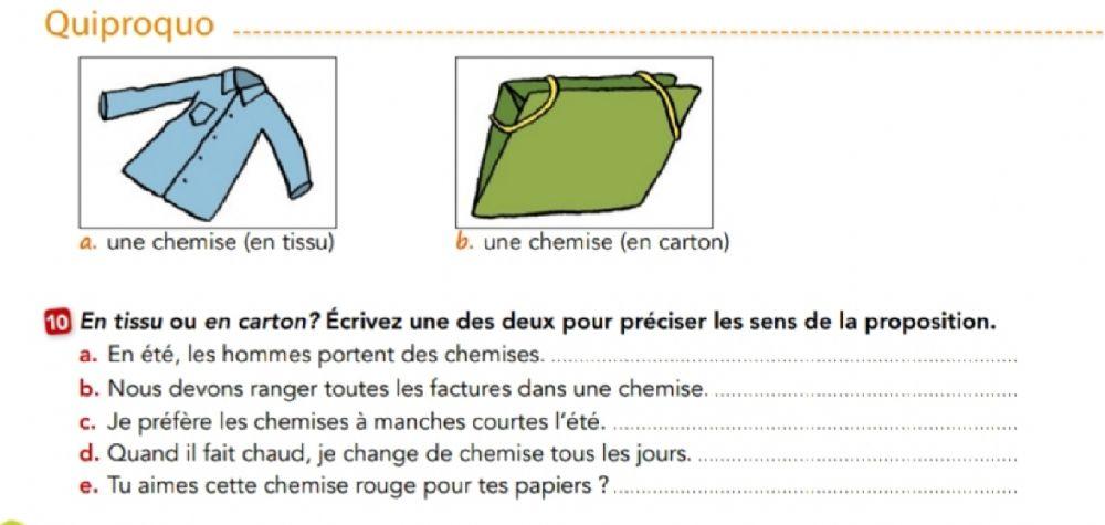 Les homonymes - la chemise