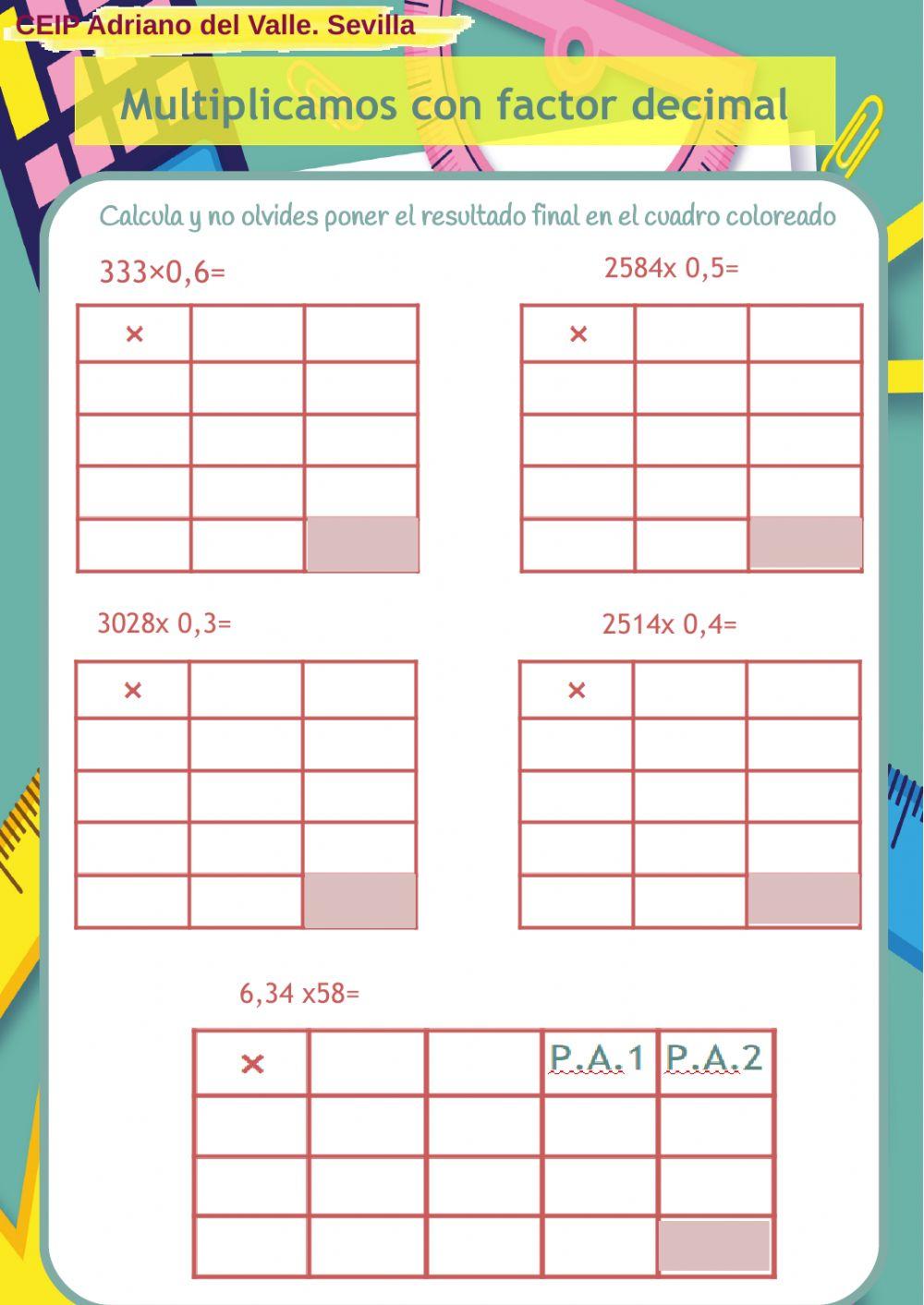 Multiplicaciones ABN con decimales