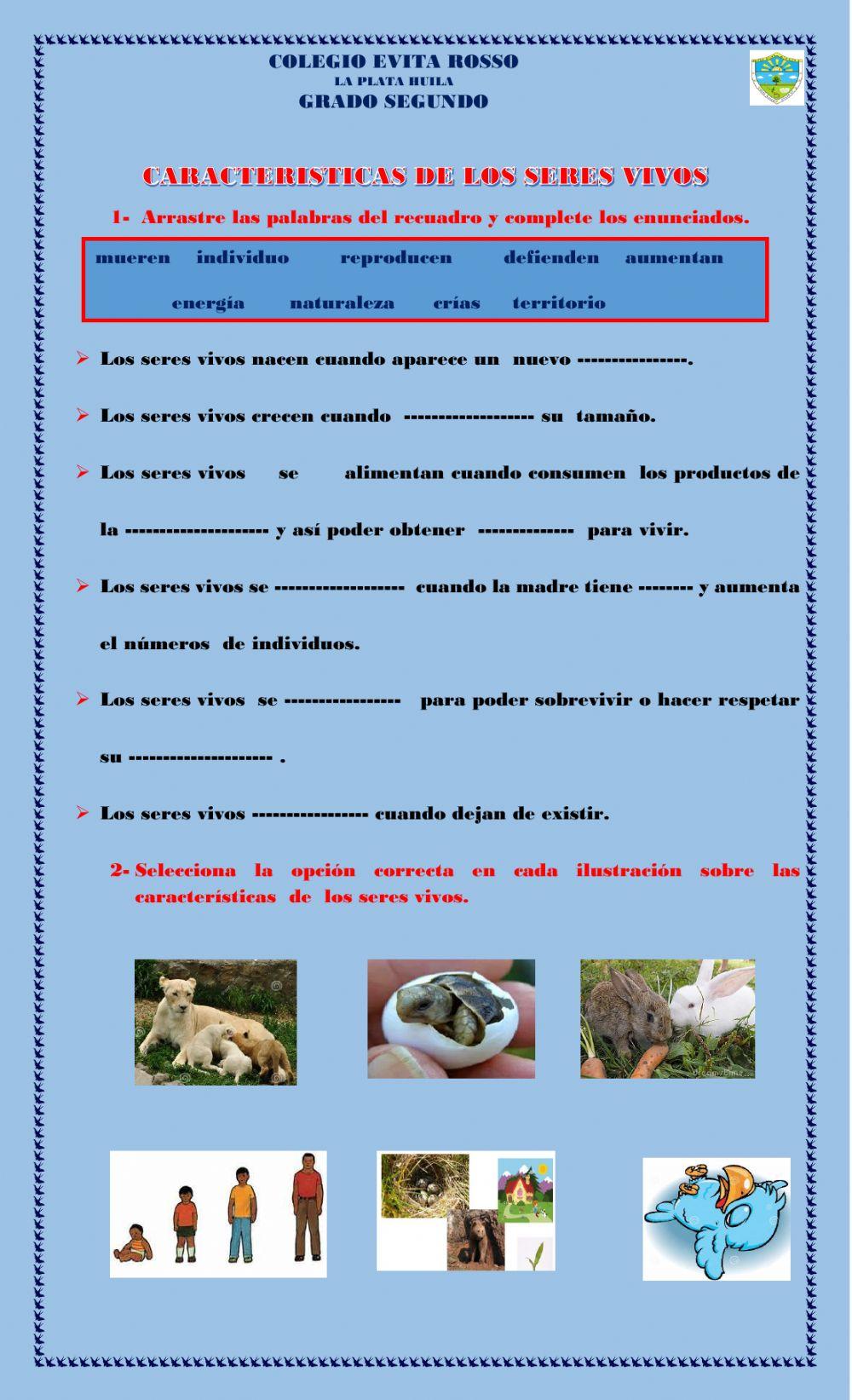 Características de los seres vivos.