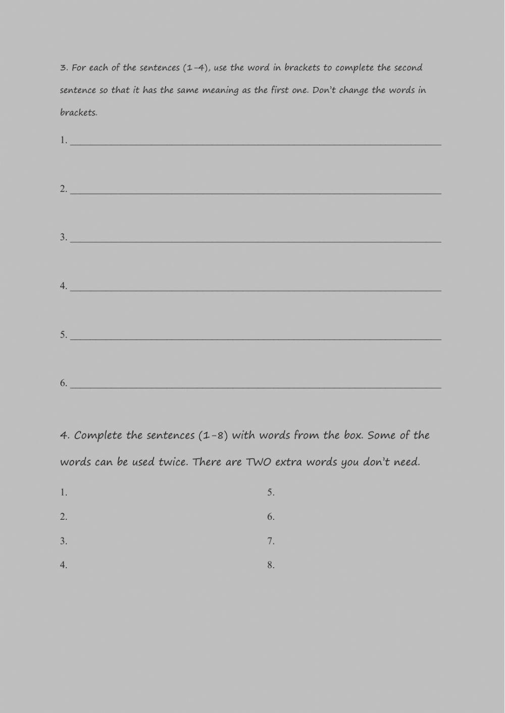 Oxford Exam Trainer - B1 - Review - answer sheet - unit 3