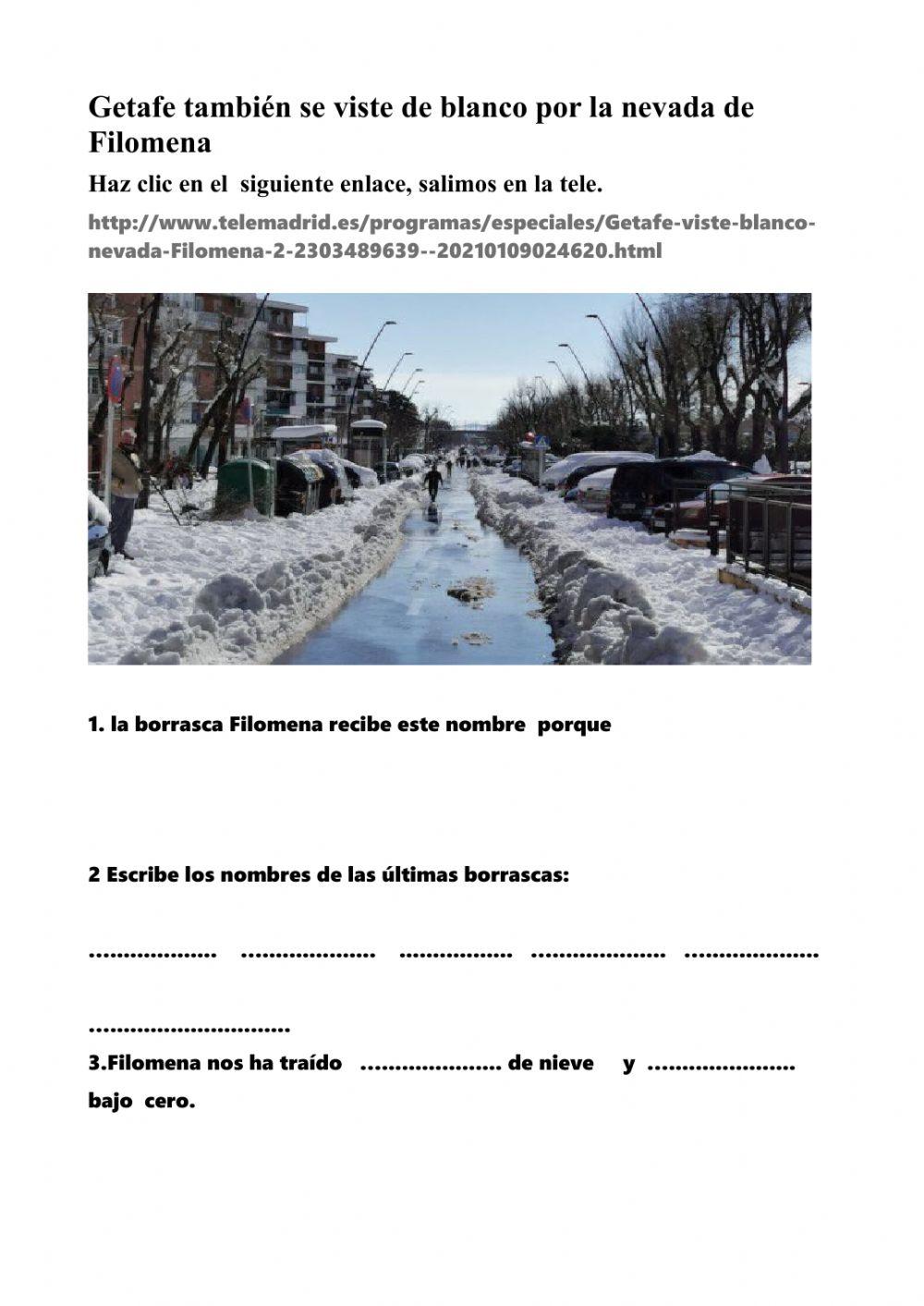 Borrasca Filomena lectura