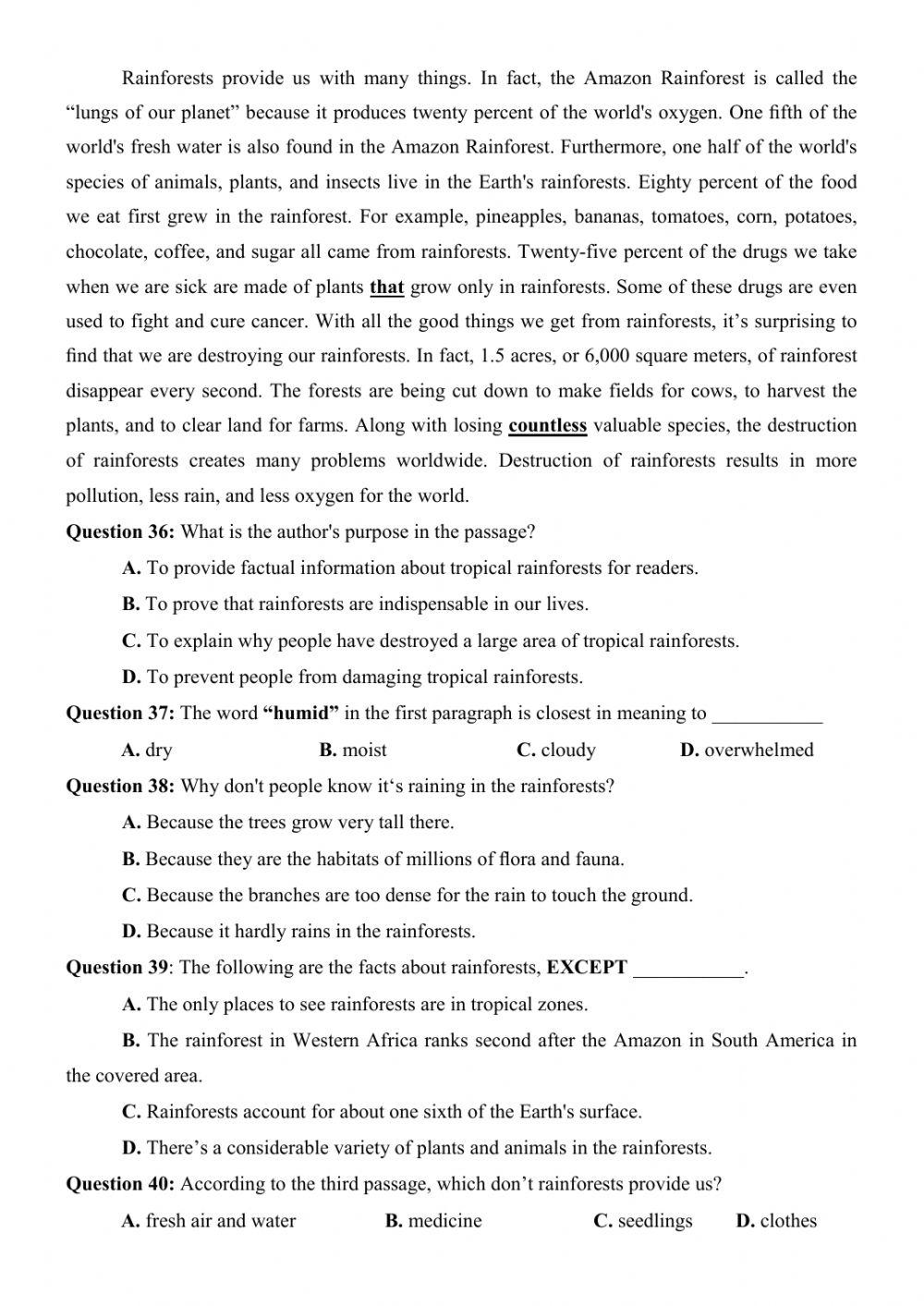 Đề thi thử Tiếng Anh THPT Quốc gia số 06