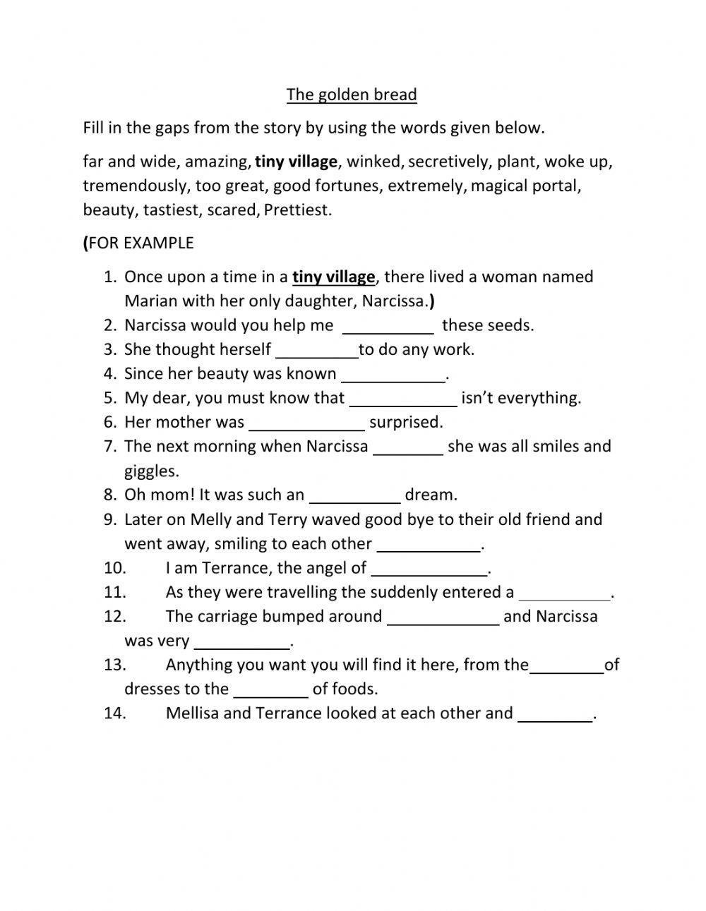 The golden bread (sort story)