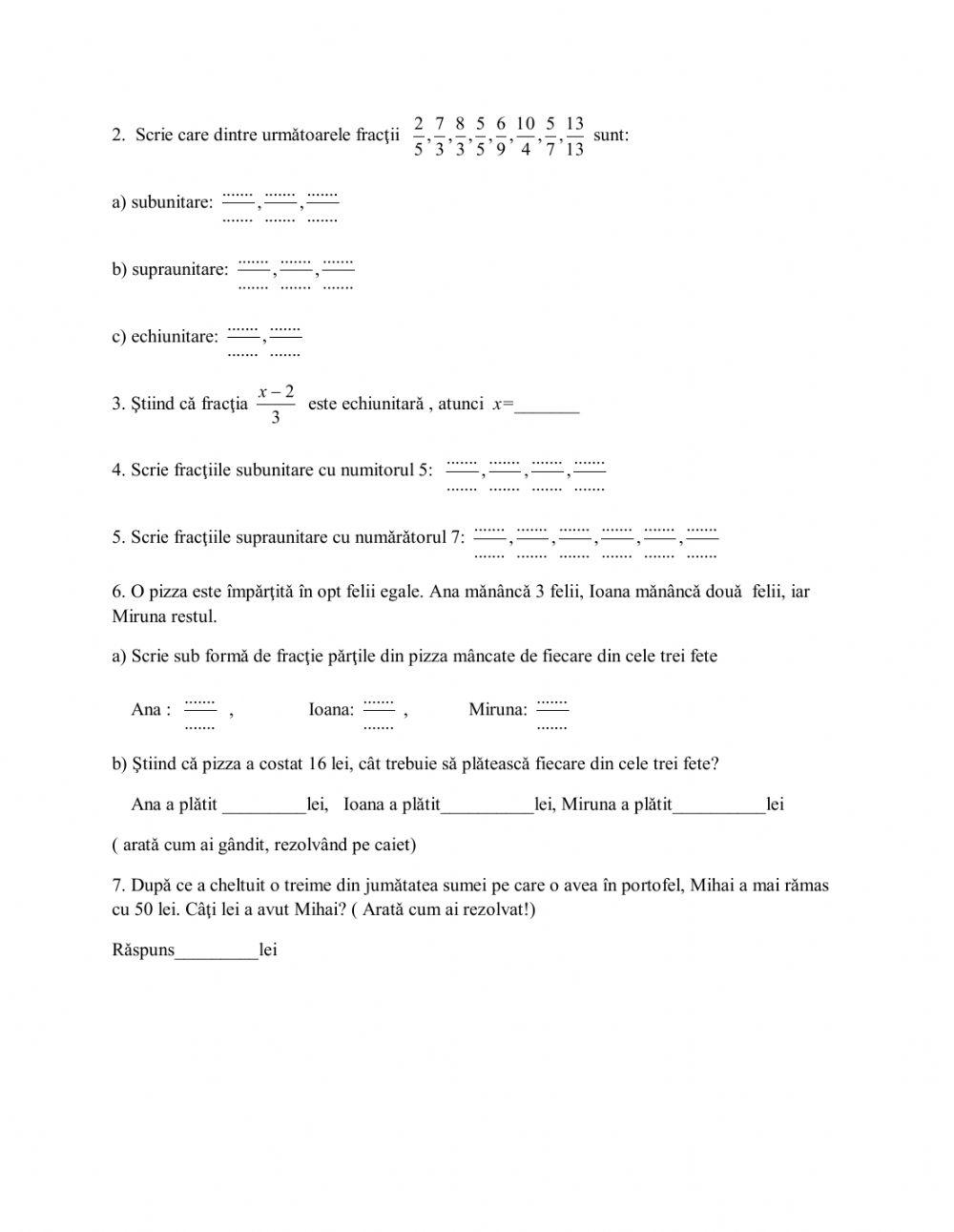 fisa- recapitulare cls IV , fractii