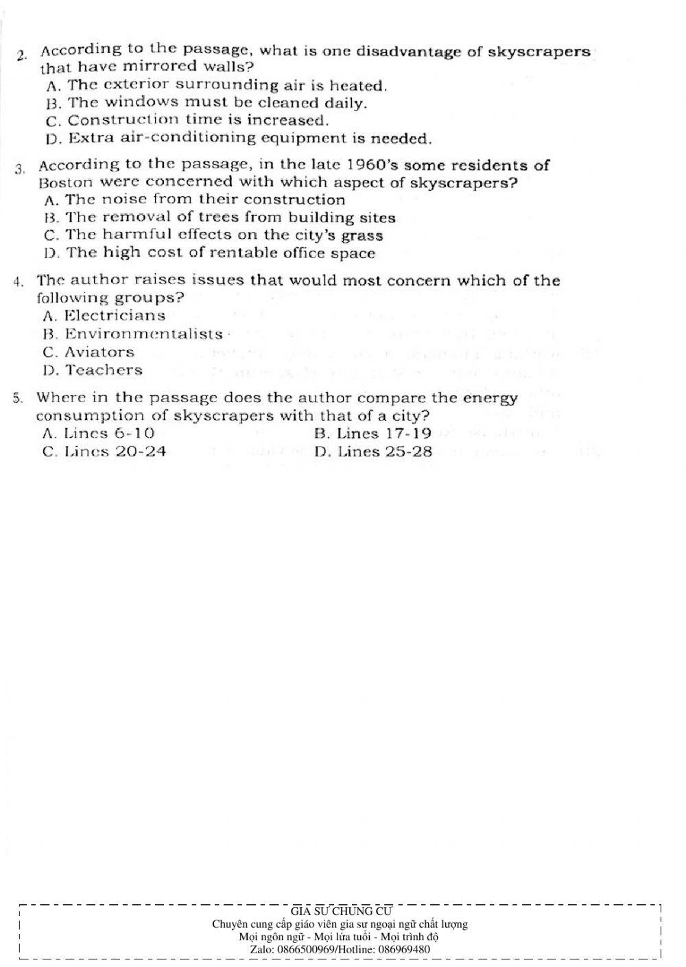 Trắc nghiệm Kỹ năng đọc hiểu Tiếng Anh số 41