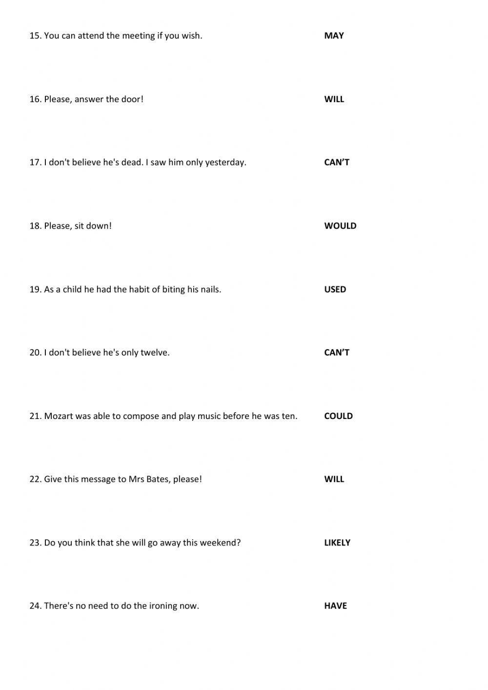CAE - Modal Verbs HW