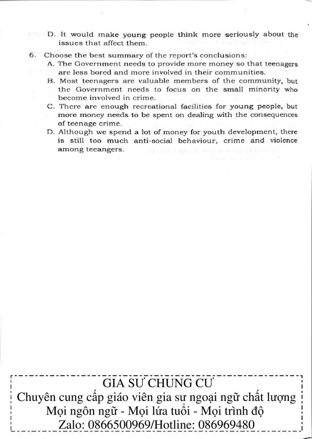 Trắc nghiệm Kỹ năng đọc hiểu Tiếng Anh số 42