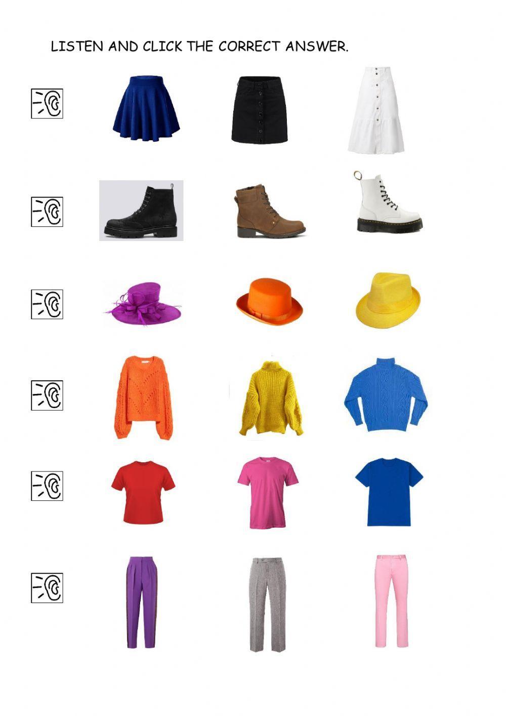 Clothes: Listen and choose