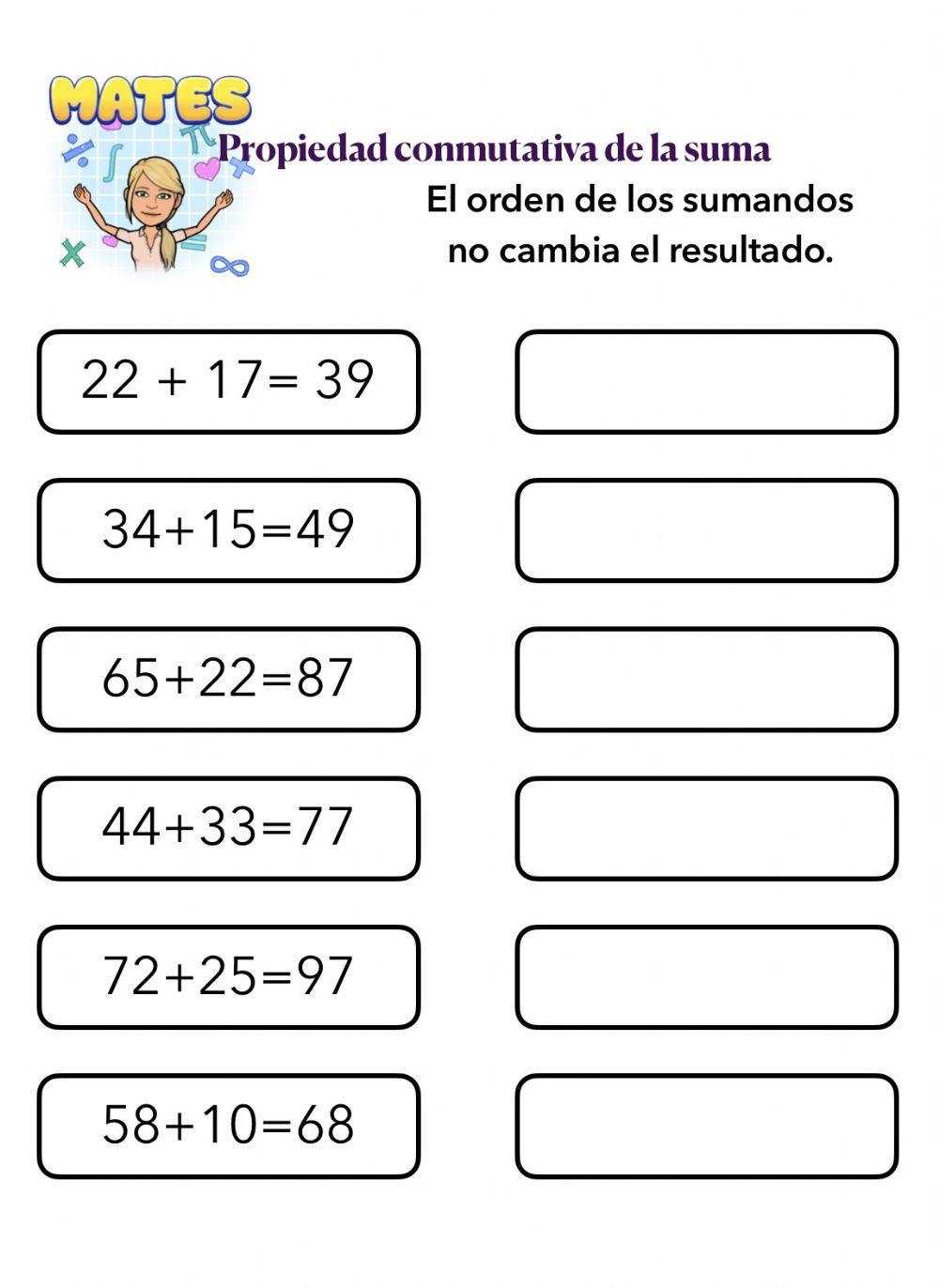 Propiedad conmutativa de la suma