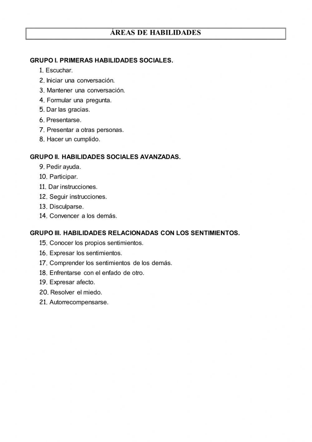 Escala Habilidades Sociales