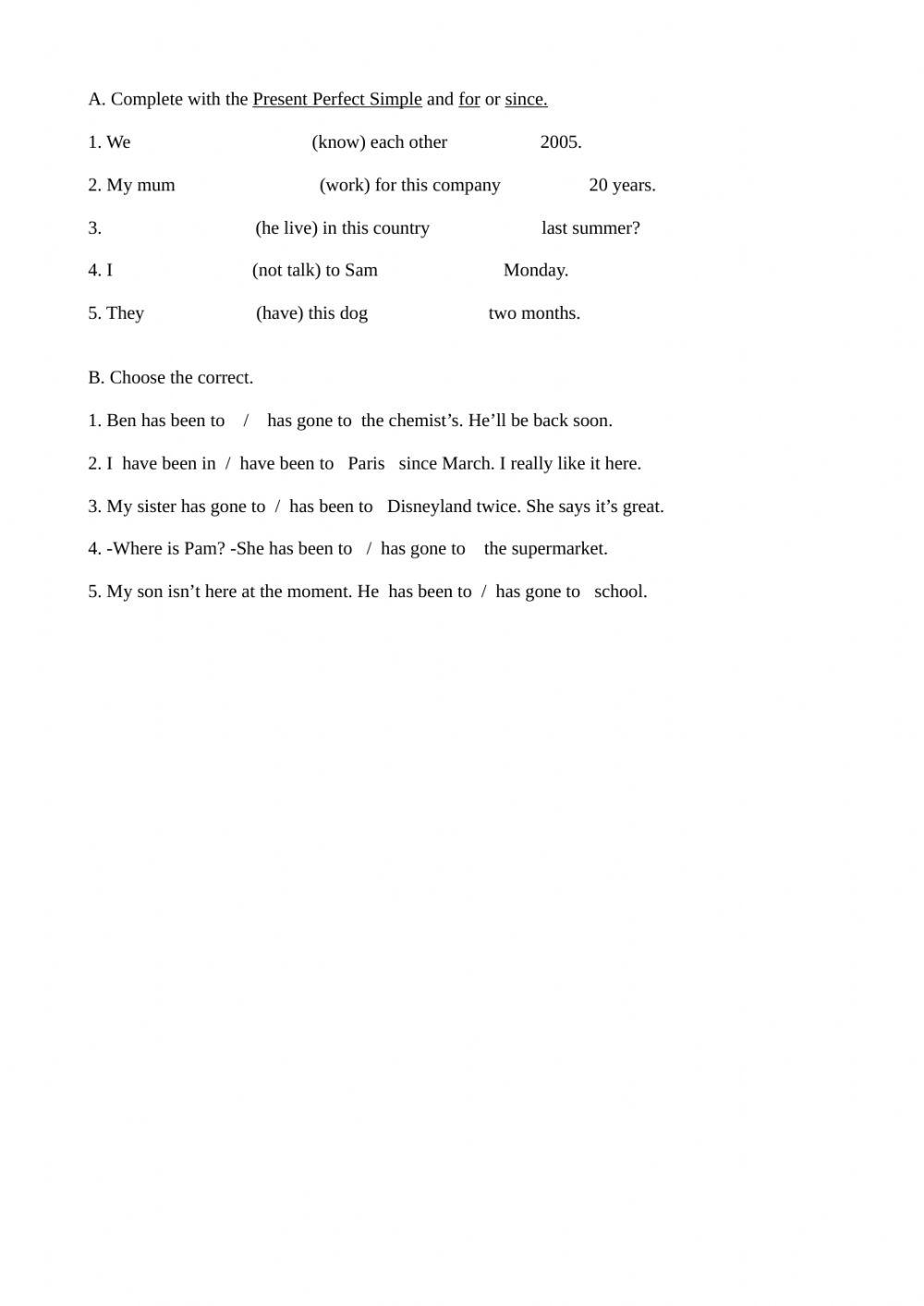 Present Perfect Simple