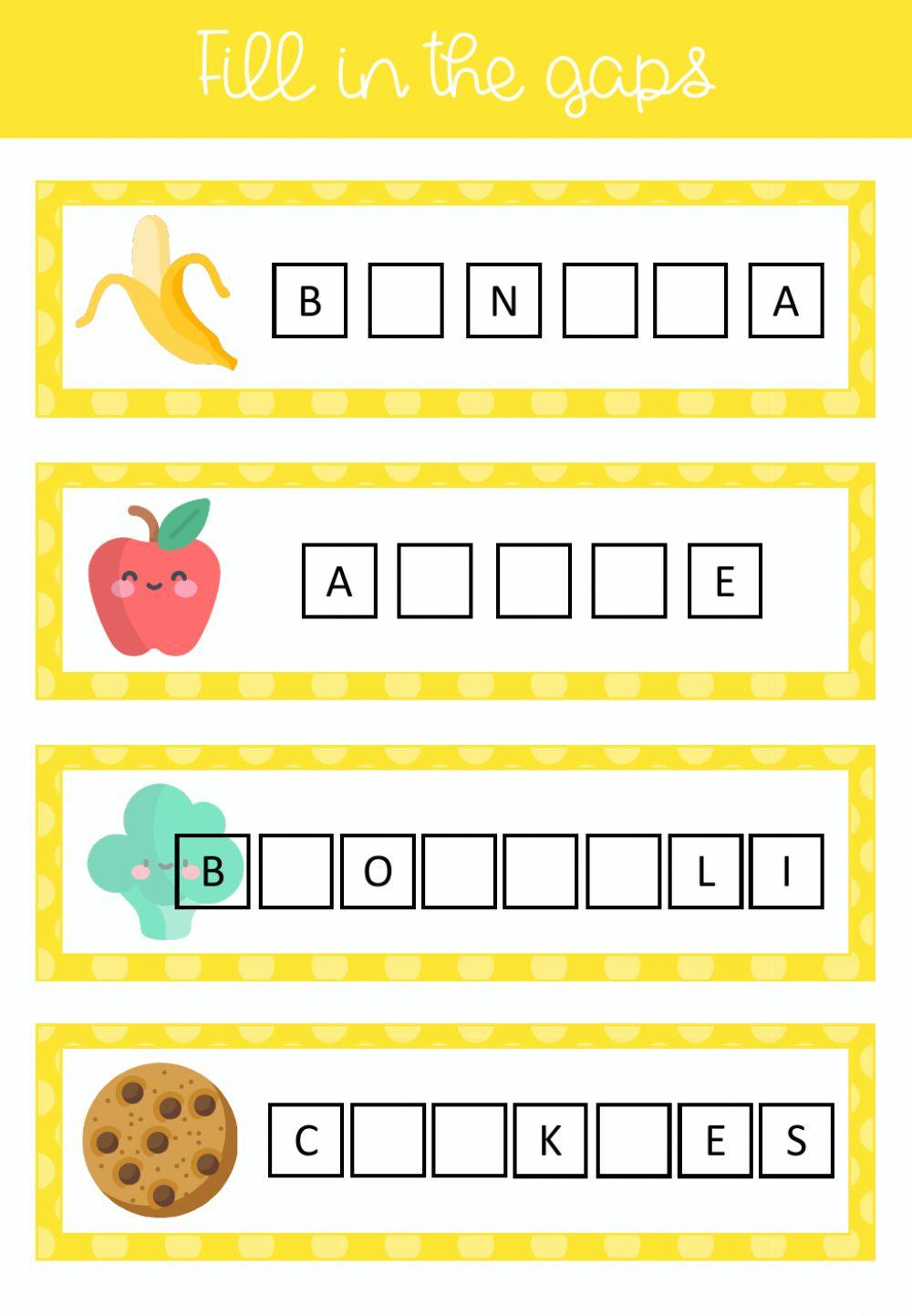 3. Fill in the gaps food and drinks