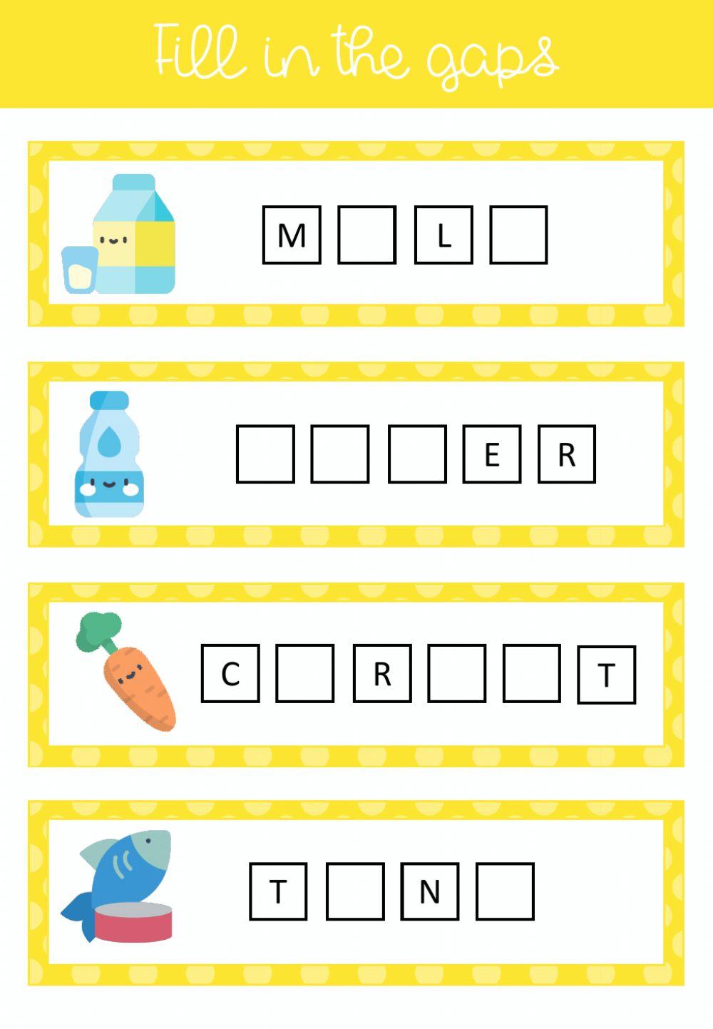 3. Fill in the gaps food and drinks
