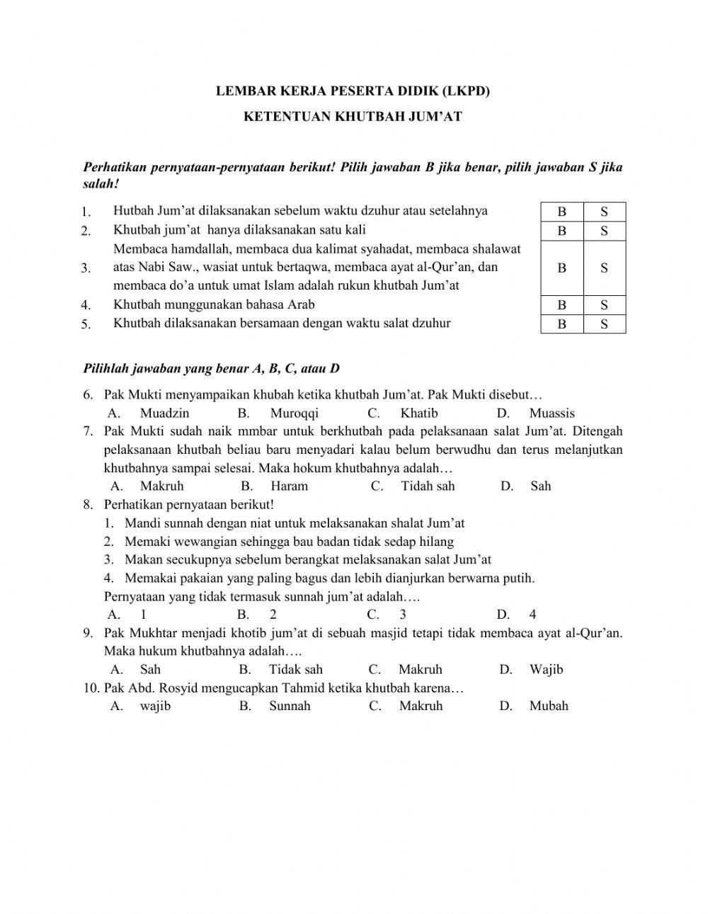 Ketentuan Khutbah Jum'at