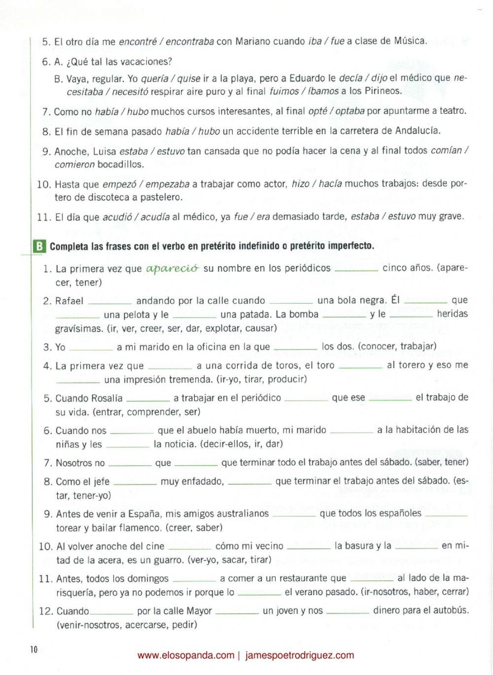 Indefinido vs Imperfecto