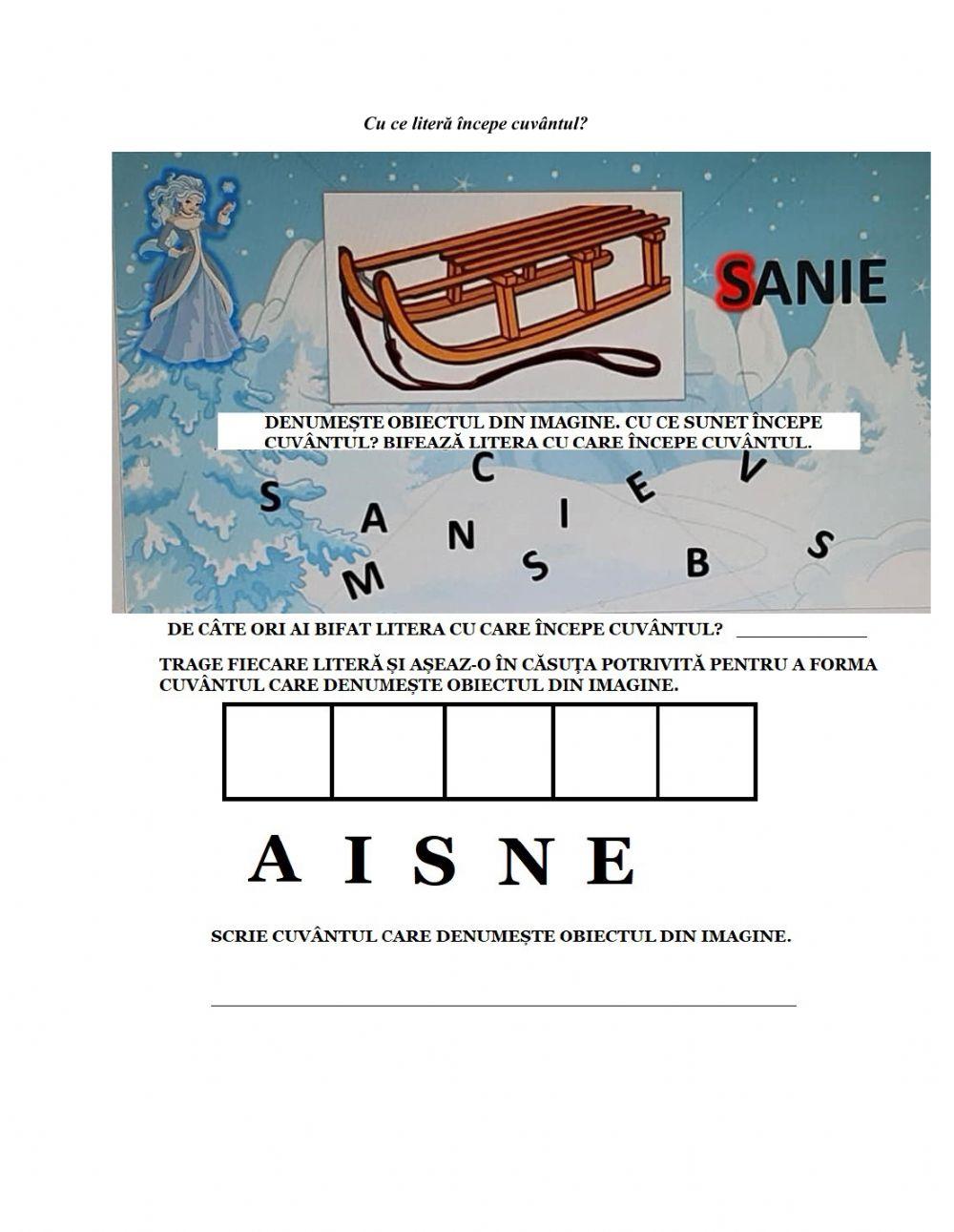 Cu ce literă începe cuvântul? (iarna)