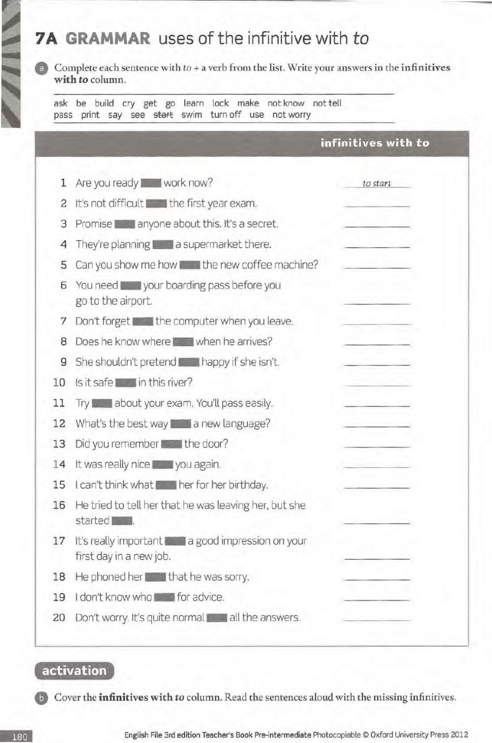Infinitive with to (New English File) Infinitive with to (New English File)