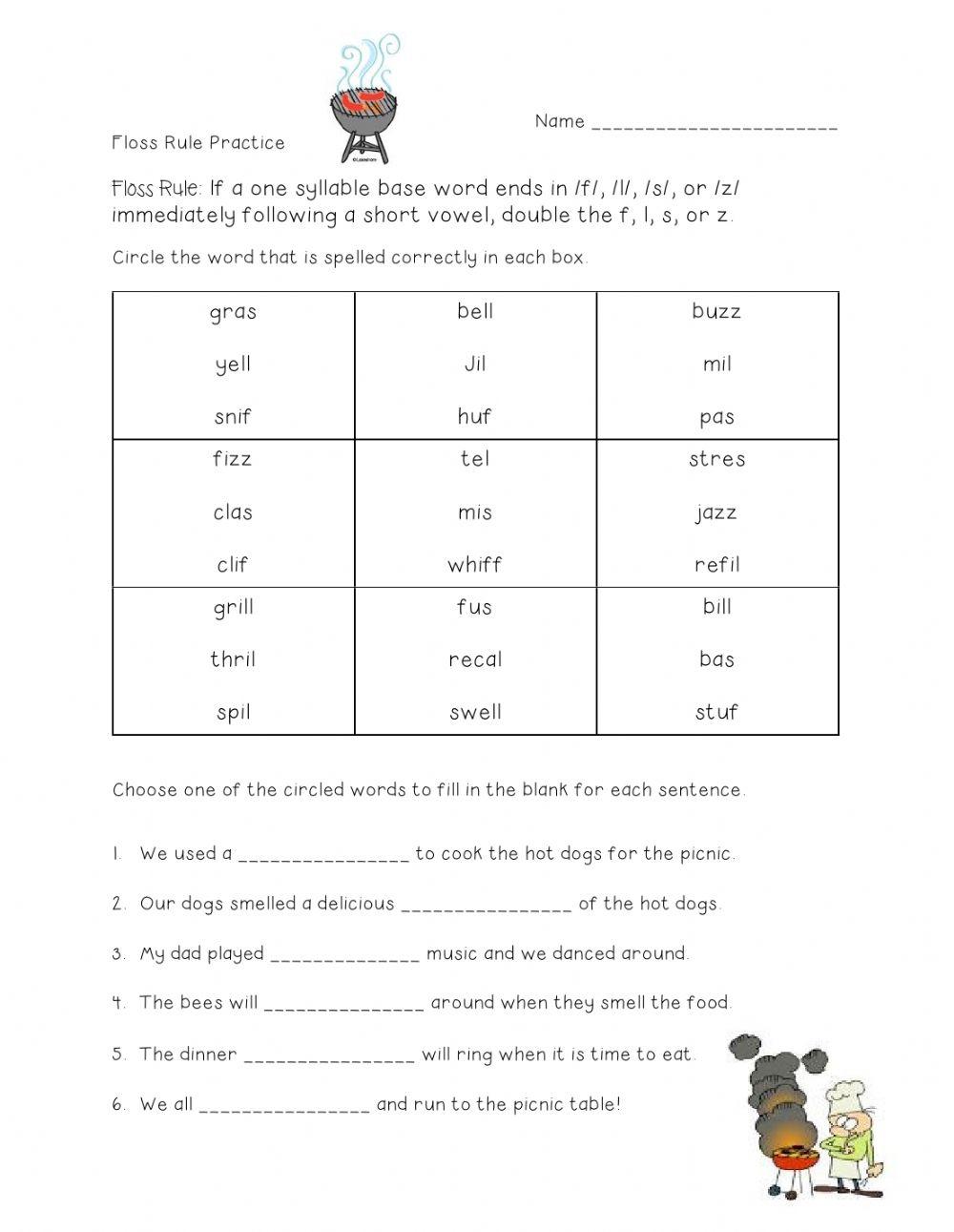 Floss words wksheet online exercise for | Live Worksheets