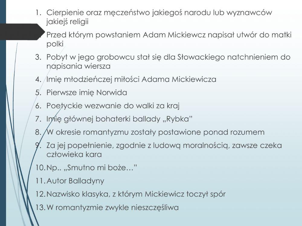 31. Romantyzm - podsumowanie wiadomości