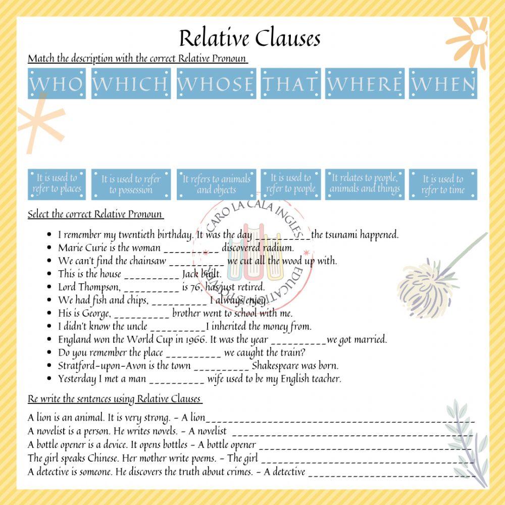 Relative Clauses - relative pronouns