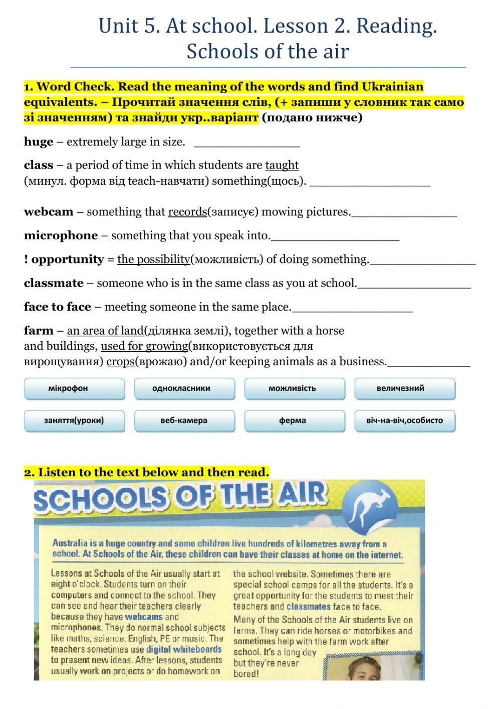 Reading. Schools of the air