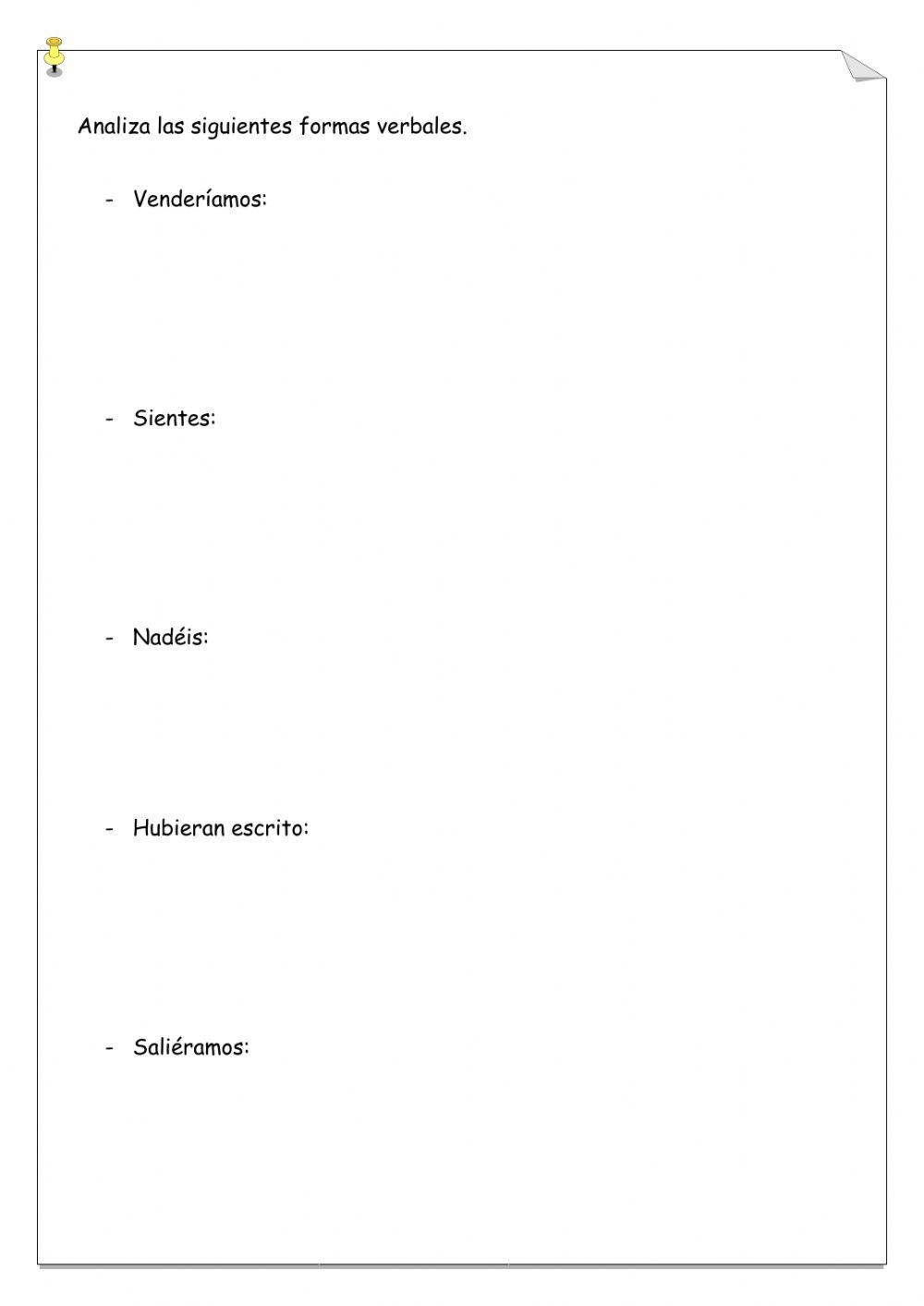 Análisis morfológico verbos