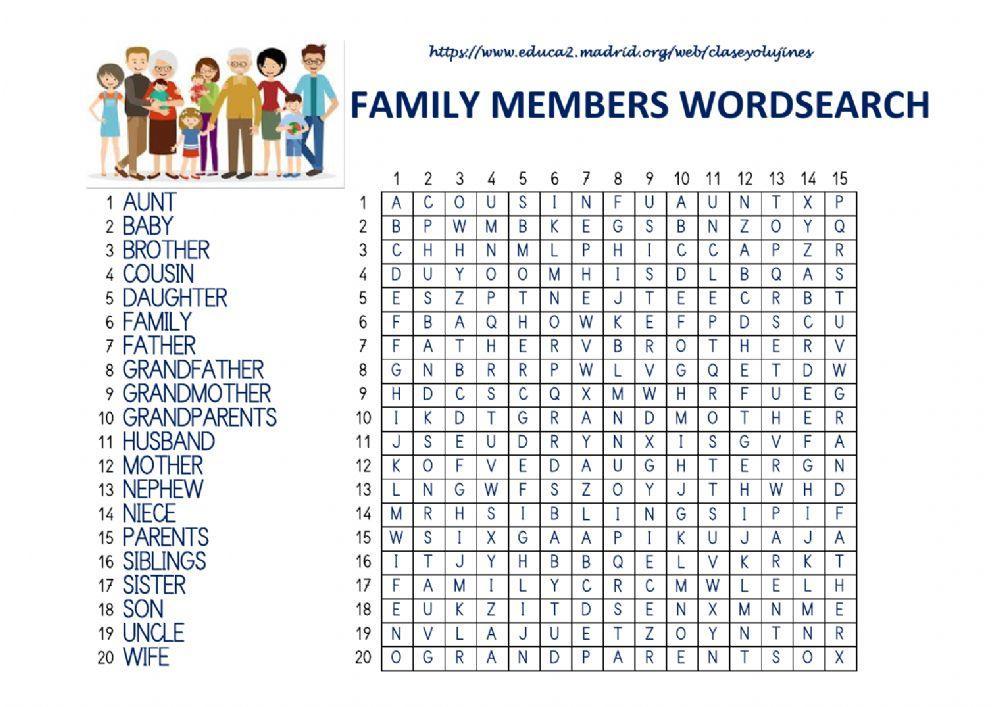 Family Members 1 - Wordsearch