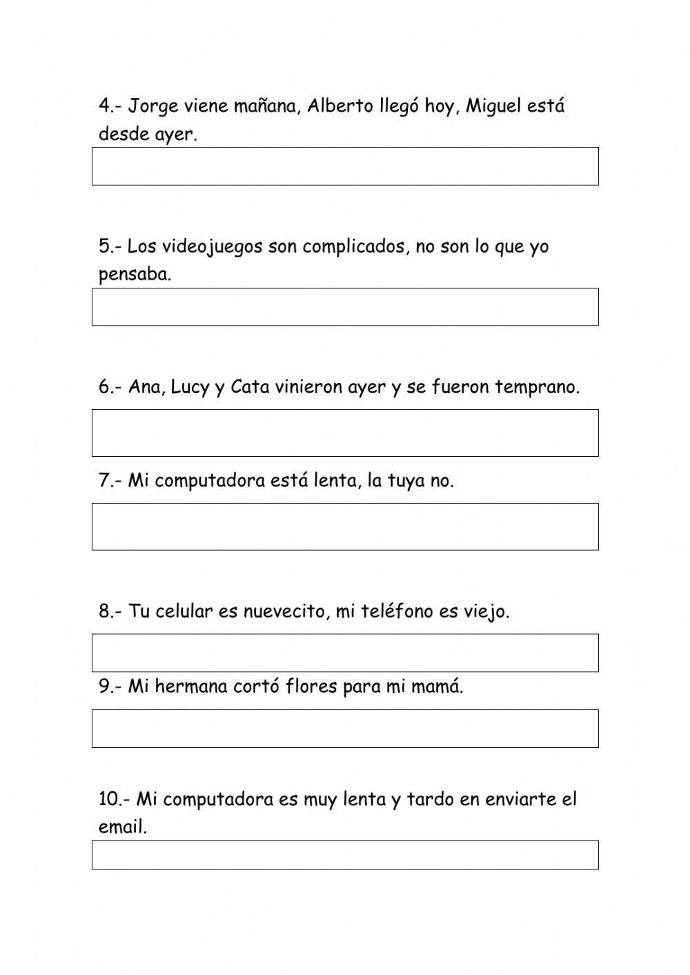 Oraciones simples y compuestas