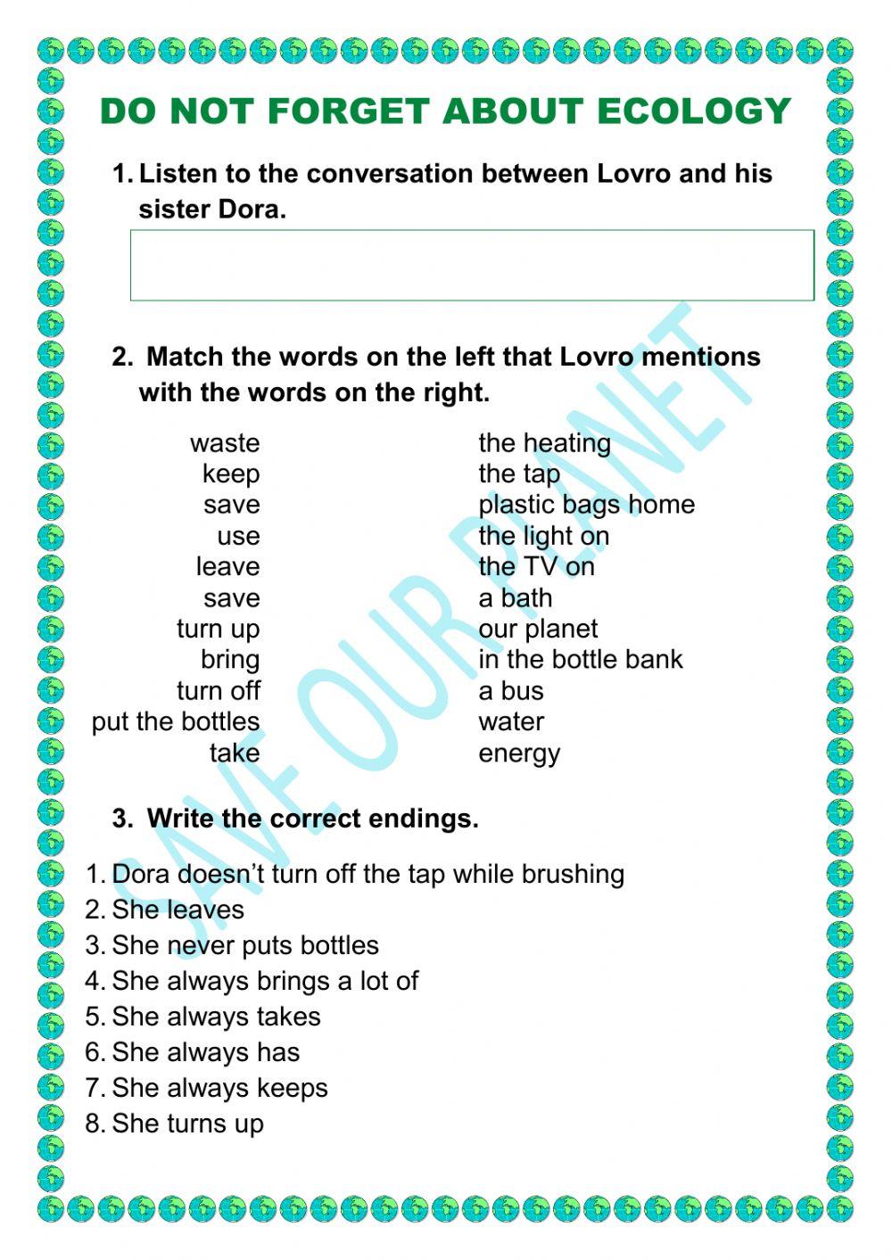 Do not forget about ecology