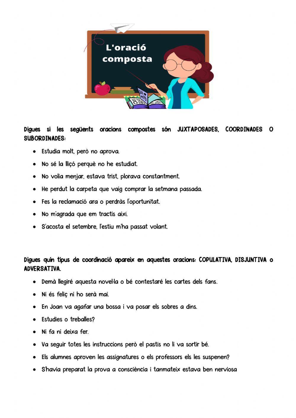 Oracions compostes i tipus de coordinades