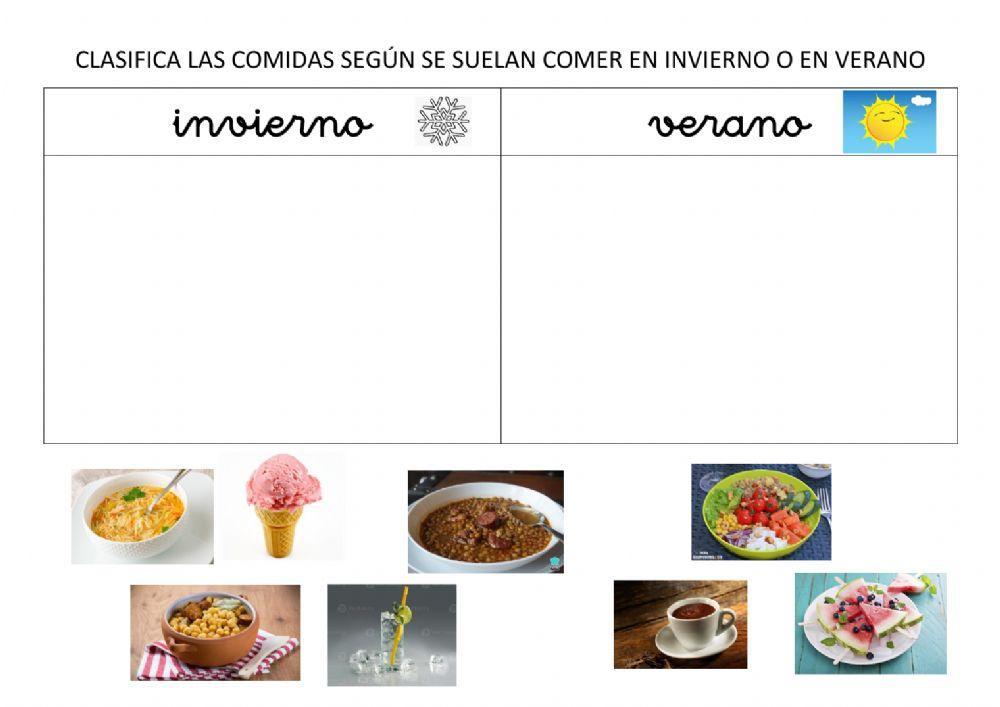 Comida invierno y verano