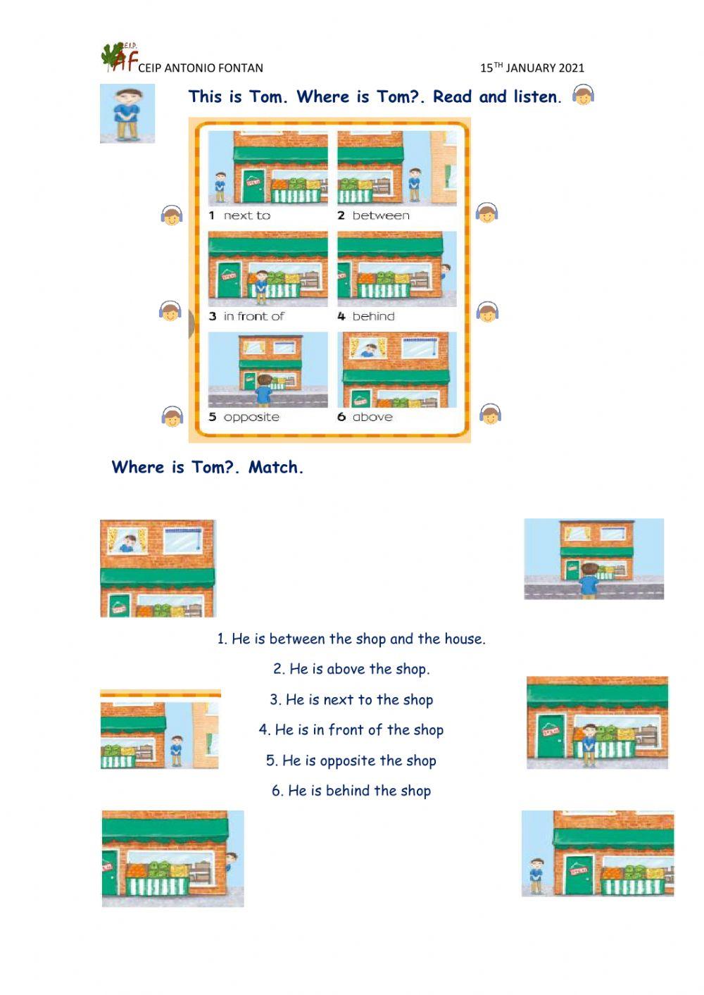Preopositions in a town map