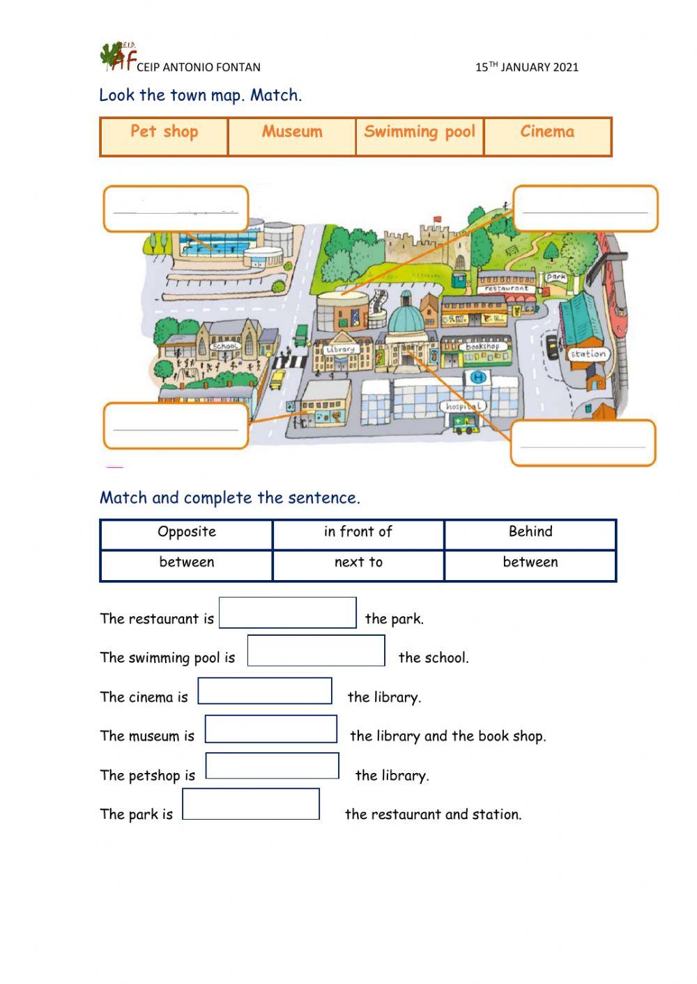 Preopositions in a town map