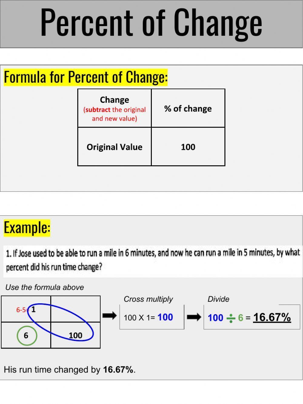 Percent of Change interactive worksheet Live Worksheets