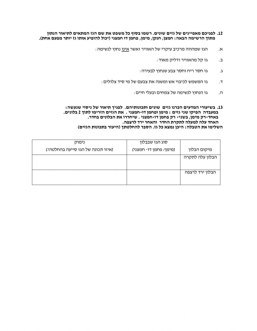 גזים באוויר גזים באוויר