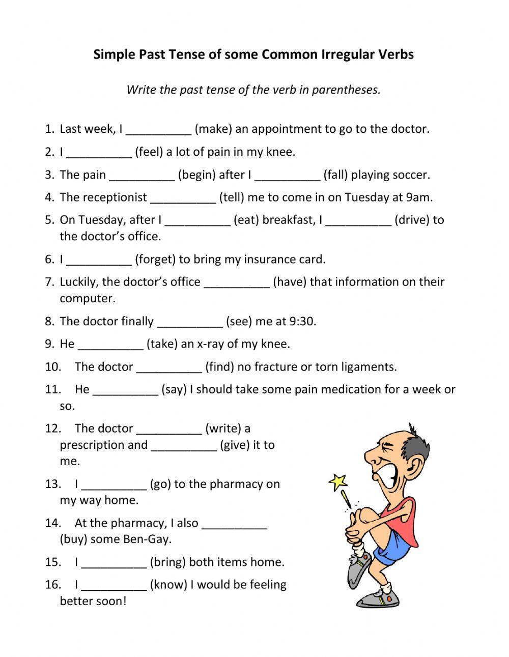 Simple Past Tense of some Common Irregular Verbs