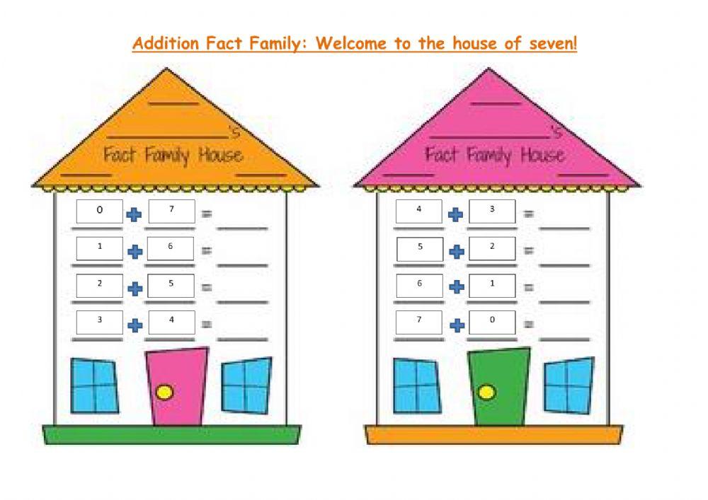 Addition Fact Family House of Seven worksheet Live Worksheets