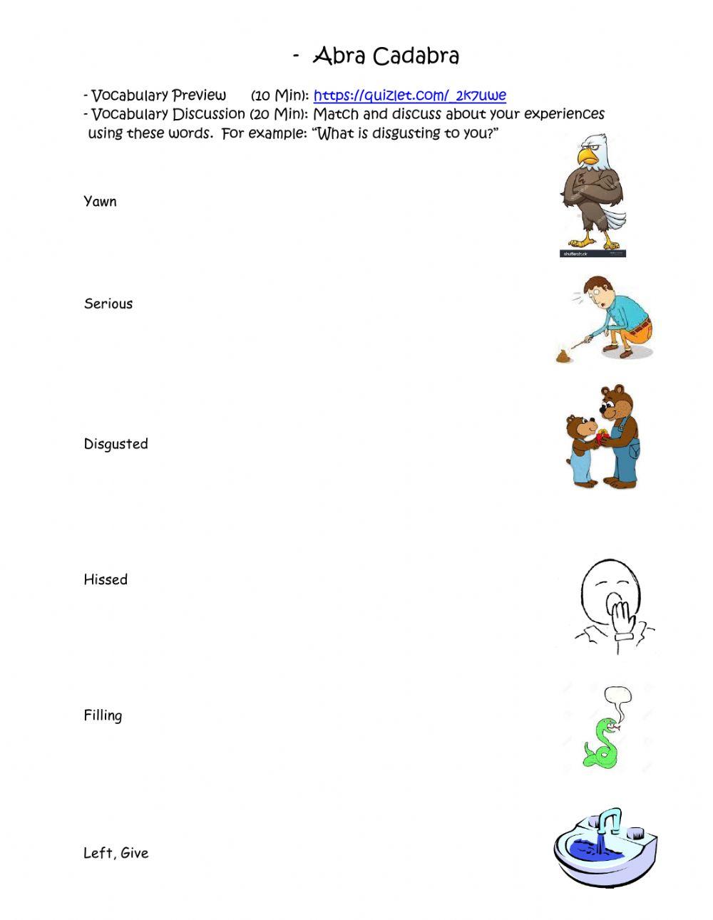 Abra Cadabra, Worksheet