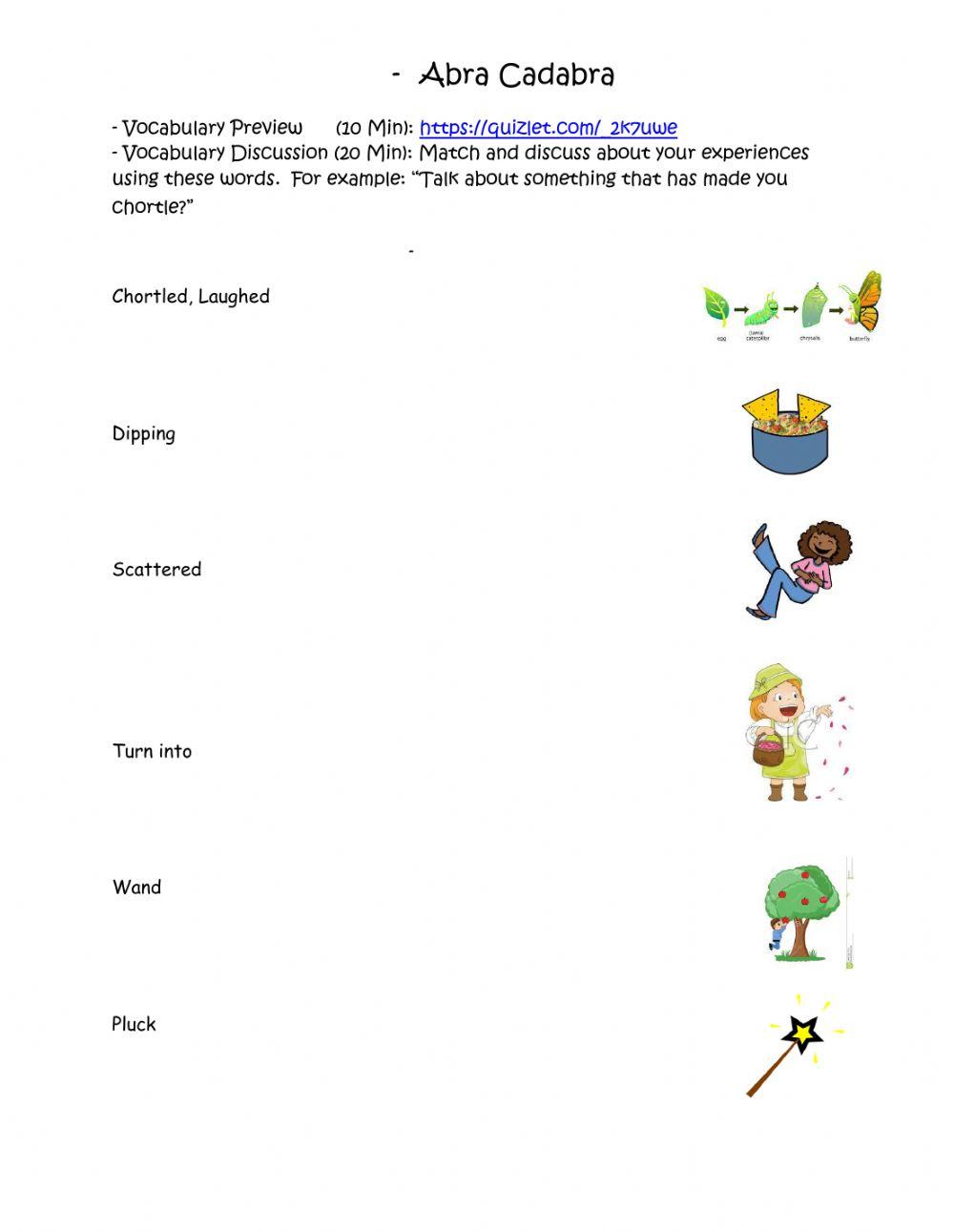 Abra Cadabra, Worksheet