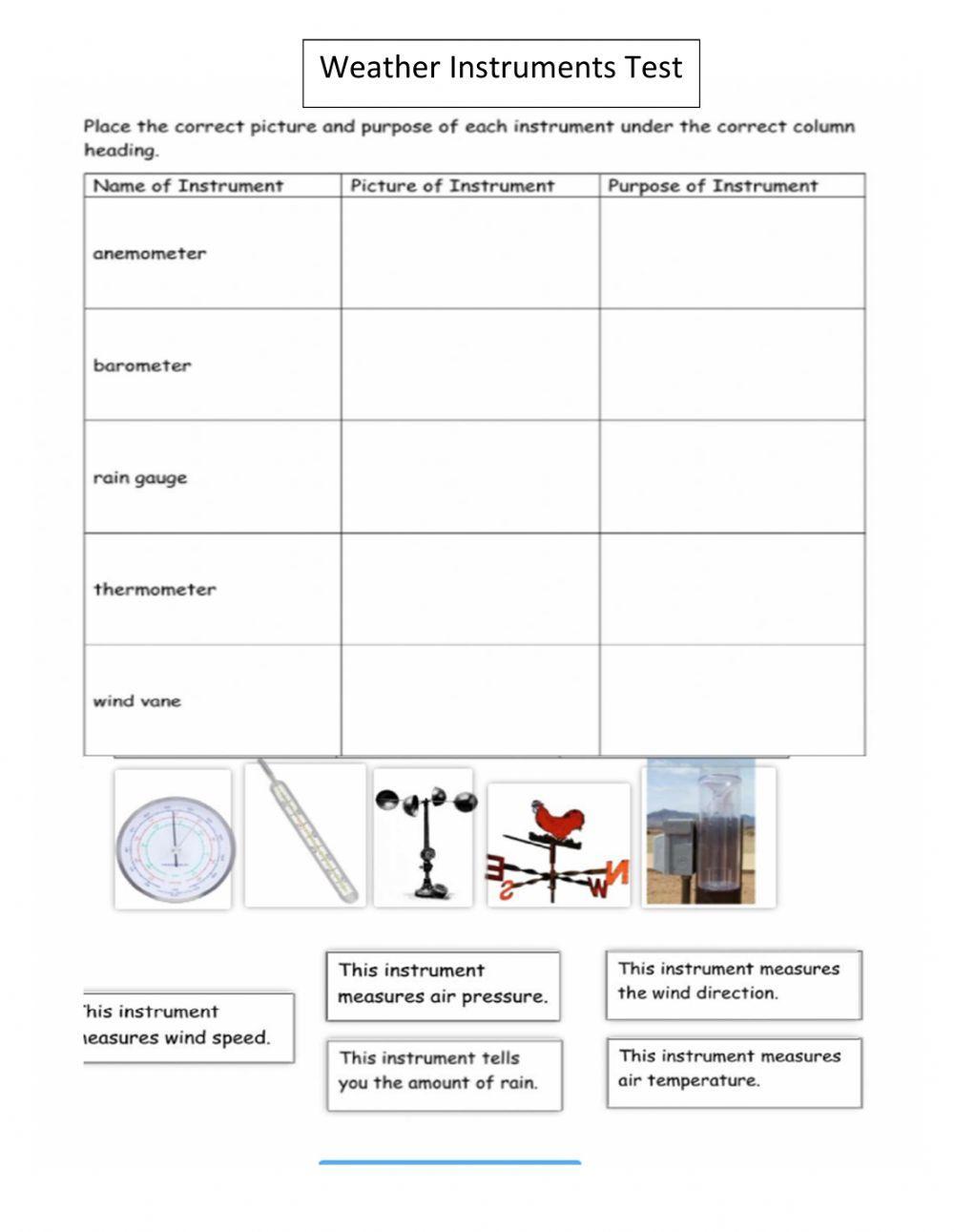 Weather Instrument worksheet Live Worksheets